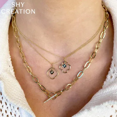 Shy Creation .13ctw Diamond Paperclip Necklace