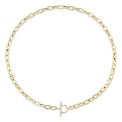 Shy Creation .13ctw Diamond Paperclip Necklace