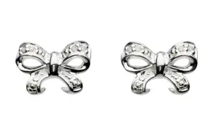 SILVER CUBIC ZIRCONIA BOW STUDS 3422CZ014