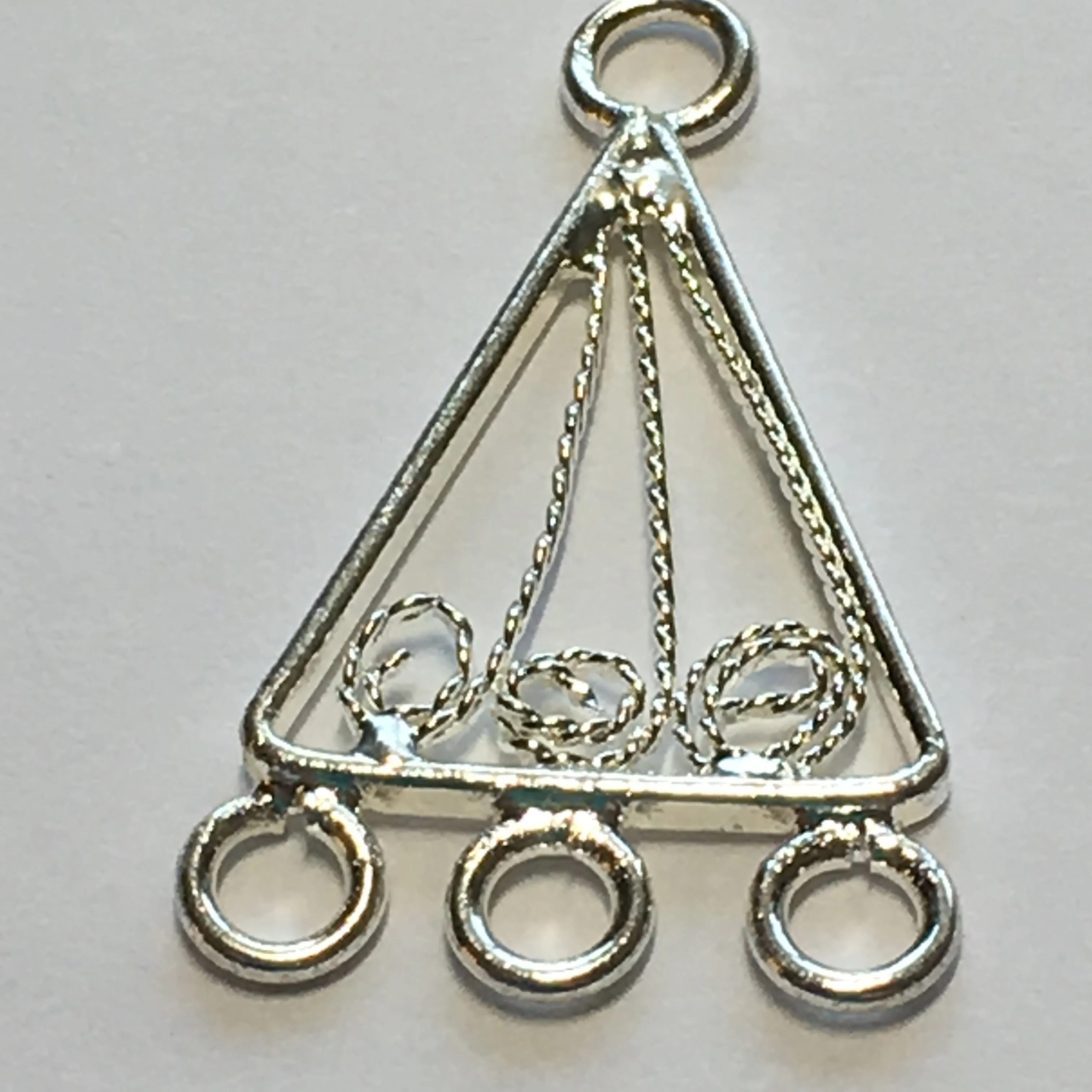 Silver Plated Chandelier Filigree Scroll Triangle Earring Findings 24 x 13 mm - 1 pair