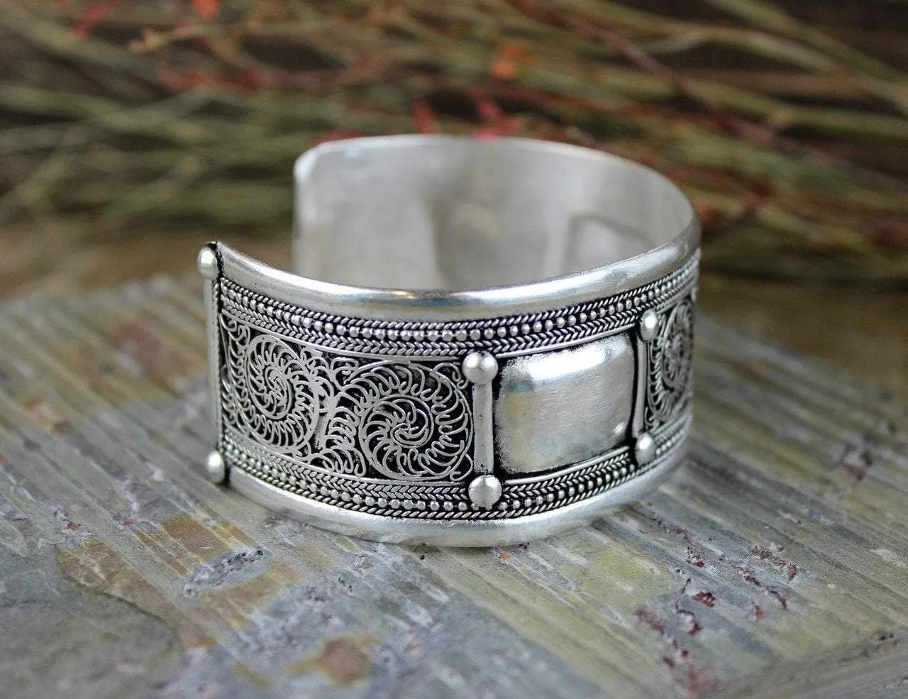 Silver Plated Filagree Block Bracelet