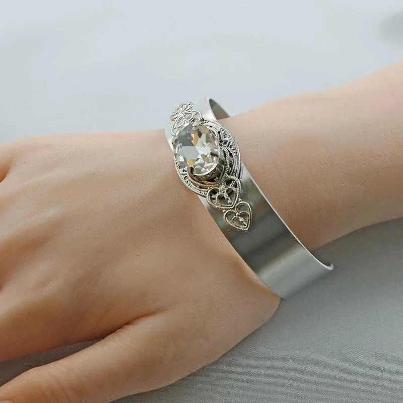 Silver Victorian Bangle Cuff Bracelet