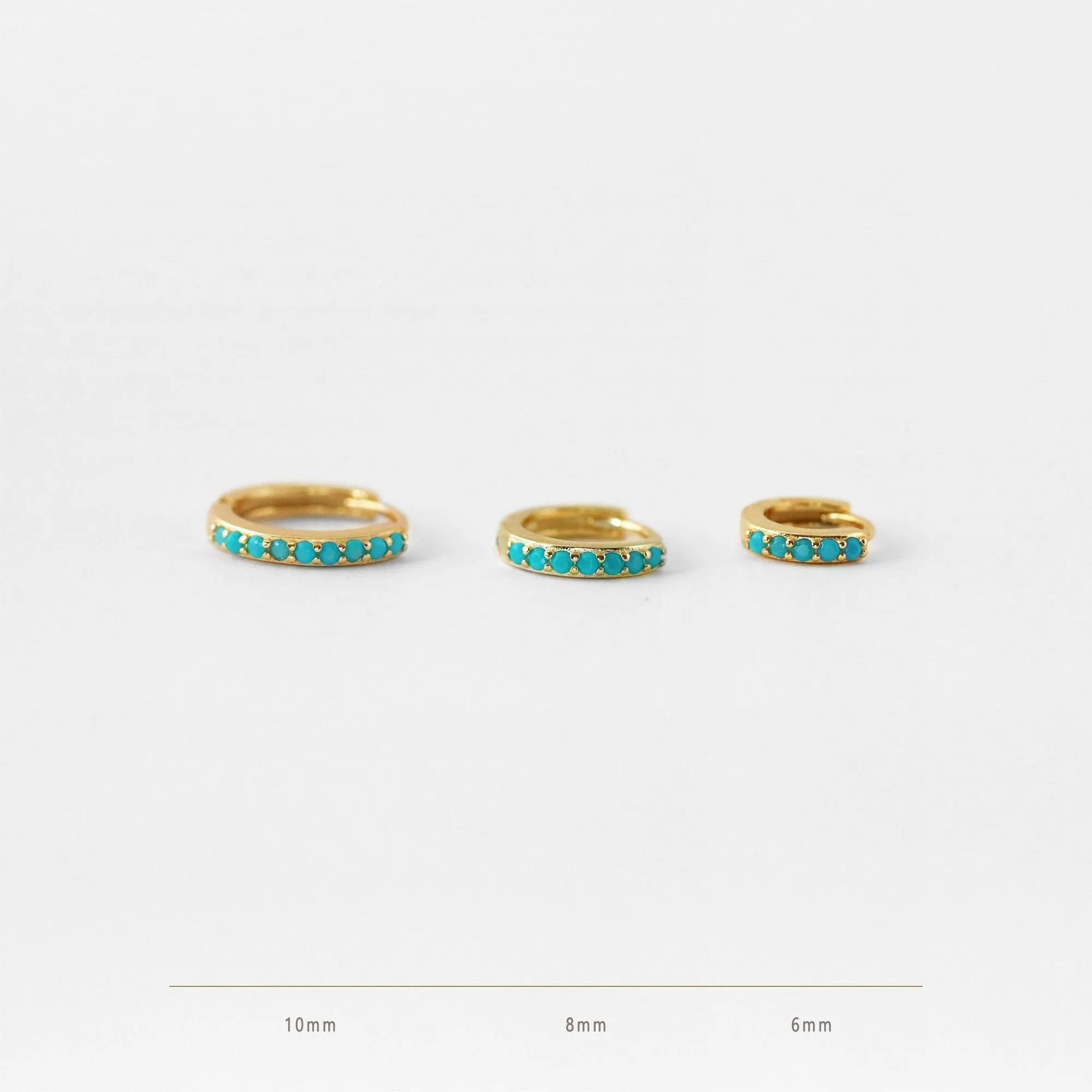 Simple Turquoise Conch Hoop Earrings, Huggies, 8, 9, 10, 12mm Unisex, Gold, Silver SHEMISLI SH054, SH055, SH056, SH057