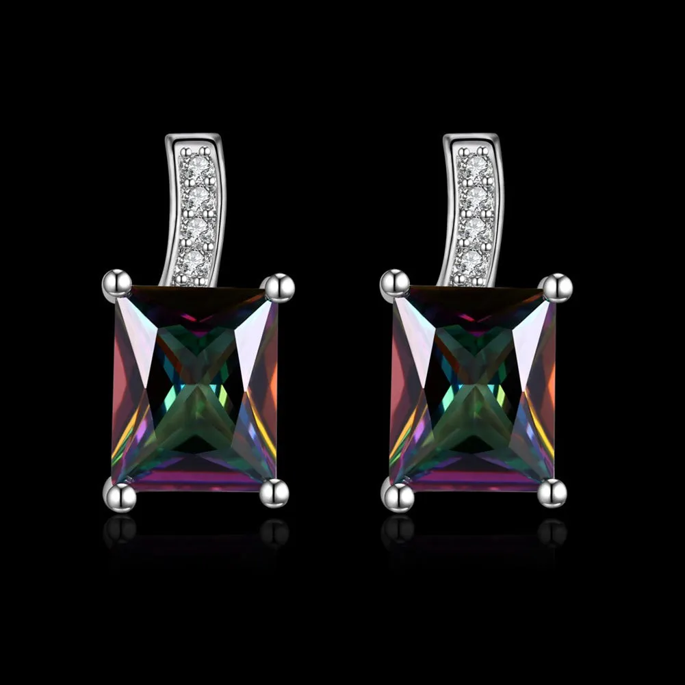 SKMEI LKN004 Rectangle Earrings Studs for Ladies Inlaid Colorful Zirconia