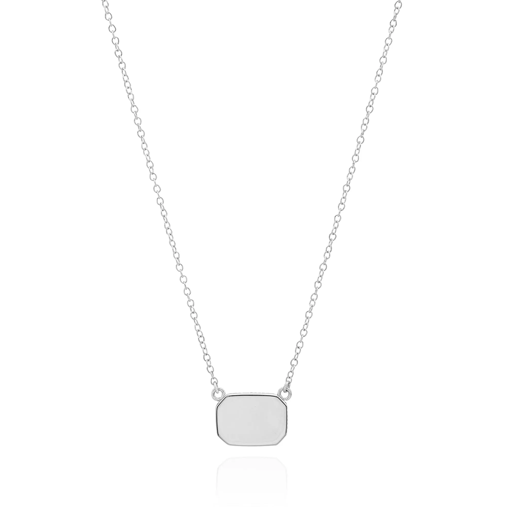 Small Black Onyx Rectangle Necklace - Silver - NK10363-SBONX