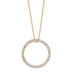 Small Circle Pendant with Diamonds in Rose Gold