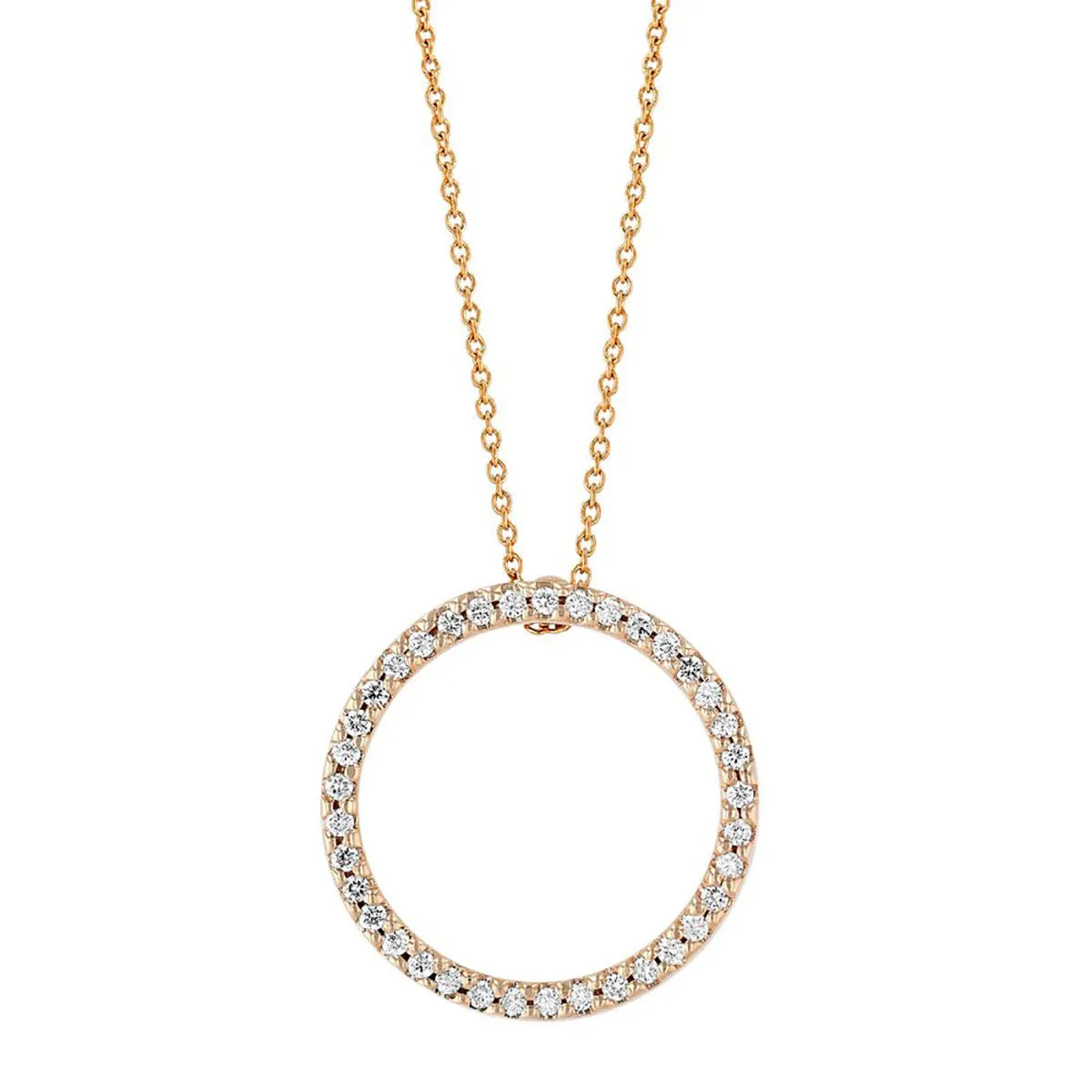 Small Circle Pendant with Diamonds in Rose Gold