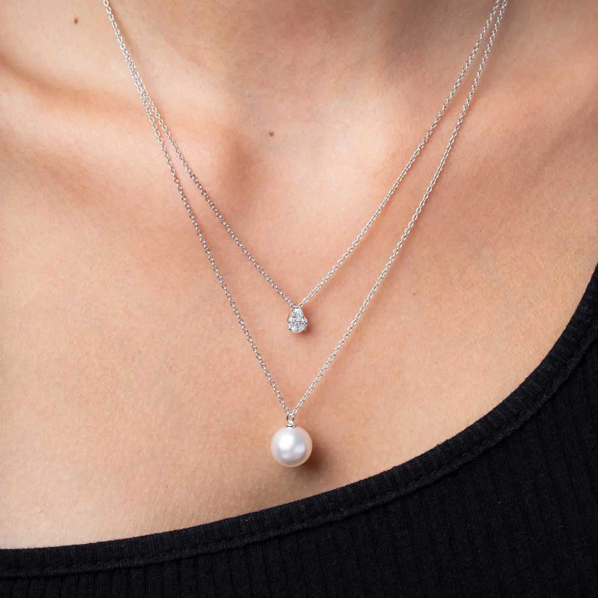 Starlight 18k White Gold South Sea Pearl and Diamond Necklace