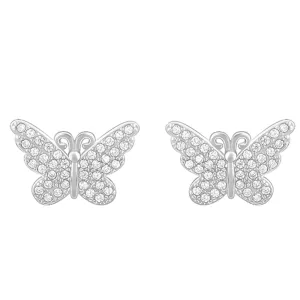 Sterling Silver Hypoallergenic Metal Zircon Butterfly Studs Earrings