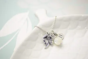 Sterling Silver Personalised Gemstone Clover Necklace