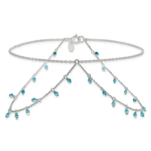 Sterling Silver Turquoise Double Chain Anklet Bracelet