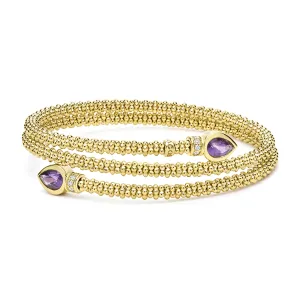 Studio 18K Gold Amethyst and Diamond Wrap Bracelet