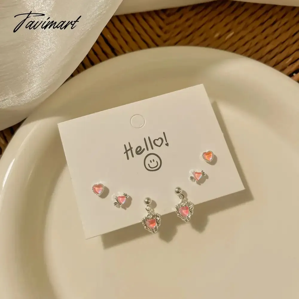 Tavimart Fashion Heart Zircon Stud Earrings for Women Korean Star Personality Earring Simple Luxury Wedding Party Girl Jewelry Gifts