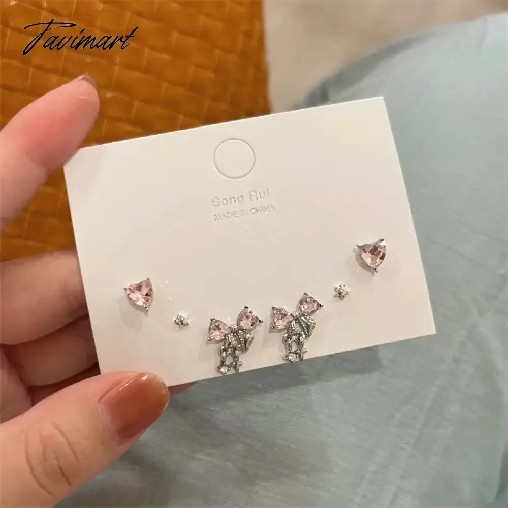 Tavimart Fashion Heart Zircon Stud Earrings for Women Korean Star Personality Earring Simple Luxury Wedding Party Girl Jewelry Gifts