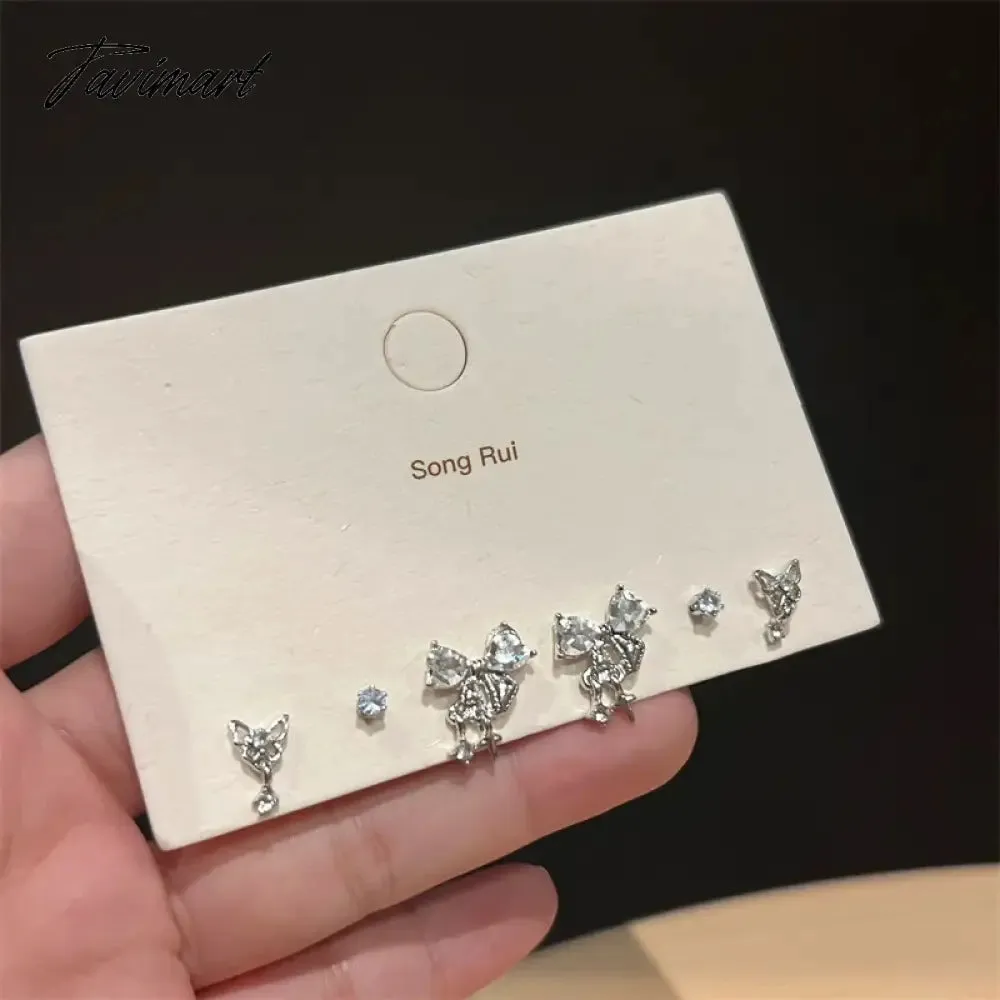Tavimart Fashion Heart Zircon Stud Earrings for Women Korean Star Personality Earring Simple Luxury Wedding Party Girl Jewelry Gifts