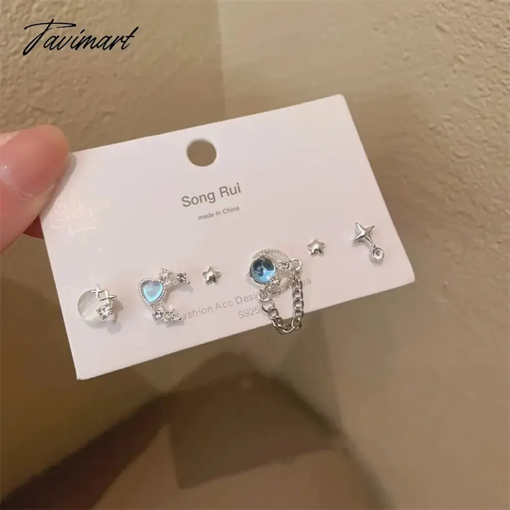 Tavimart Fashion Heart Zircon Stud Earrings for Women Korean Star Personality Earring Simple Luxury Wedding Party Girl Jewelry Gifts
