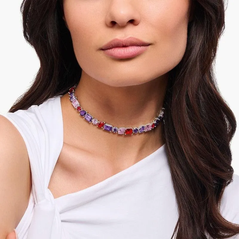 Thomas Sabo Necklace - Choker - Red, Violet And Pink Zirconia Stones