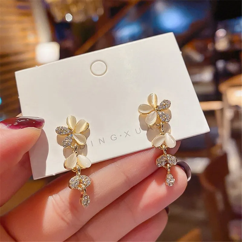 Trendy Fashion Korean Style Bowknot with Rhinestone Inlaid Zircon Earrings Collection