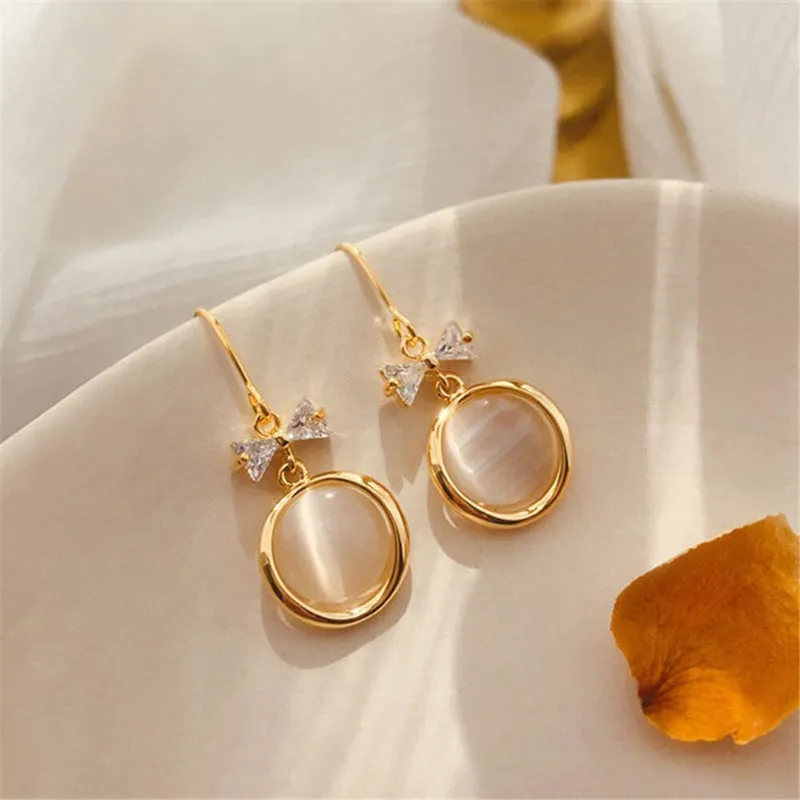 Trendy Fashion Korean Style Bowknot with Rhinestone Inlaid Zircon Earrings Collection