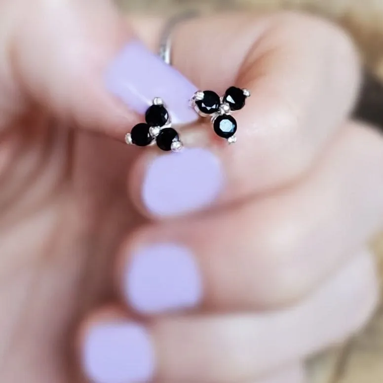 Tri-Cluster Onyx Stud Earrings
