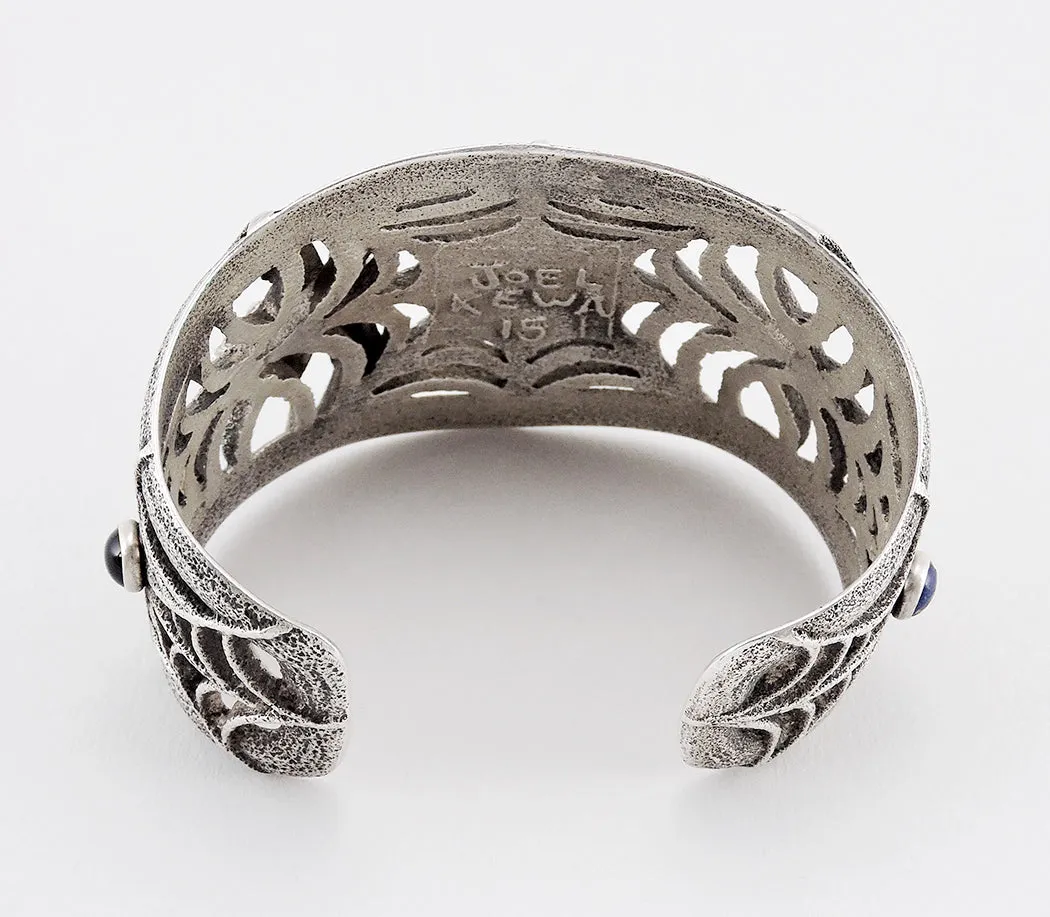 Tufa Cast Sterling Silver & New Lander Turquoise Cuff Bracelet