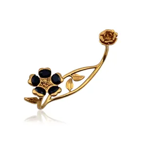 Versace Gold Metal Garden V-Floral  Hand Cuff Bracelet Black