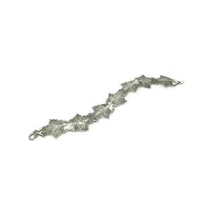 Vintage Filigree Silver Maple Leaf Bracelet