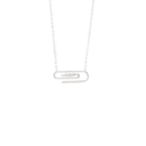 W/G Three stone Diamond Paperclip Pendant 9ct