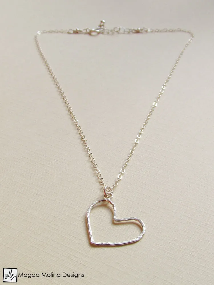 WHOLESALE - Mini Goddess (children) Delicate Hammered Silver Heart Necklace