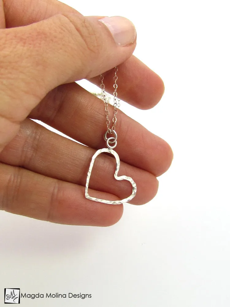 WHOLESALE - Mini Goddess (children) Delicate Hammered Silver Heart Necklace