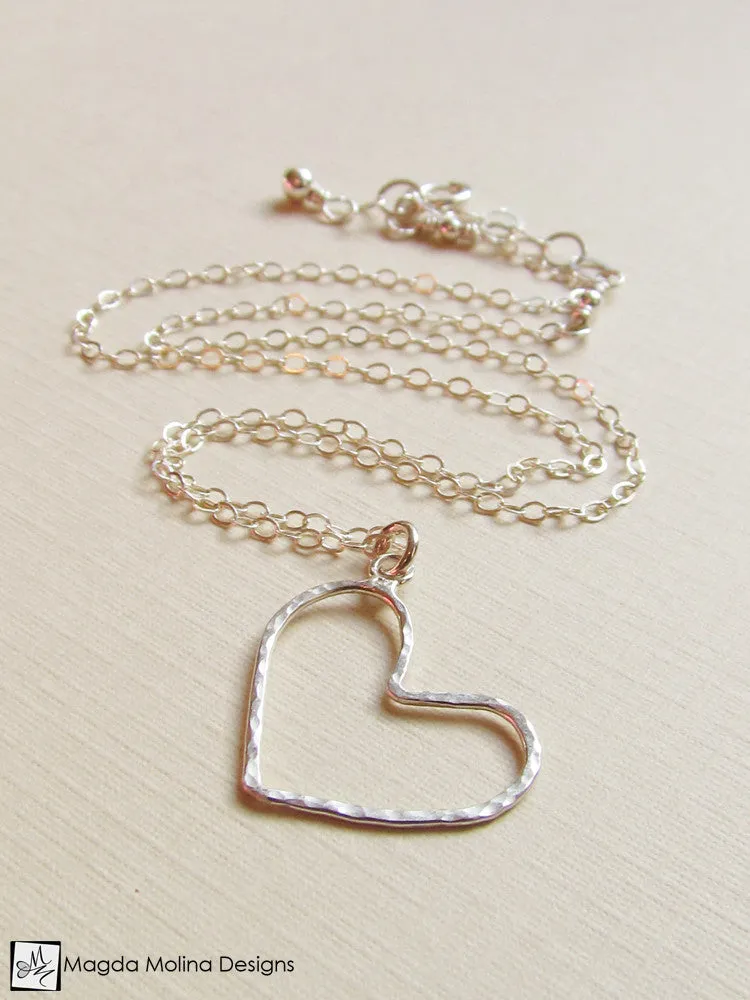 WHOLESALE - Mini Goddess (children) Delicate Hammered Silver Heart Necklace