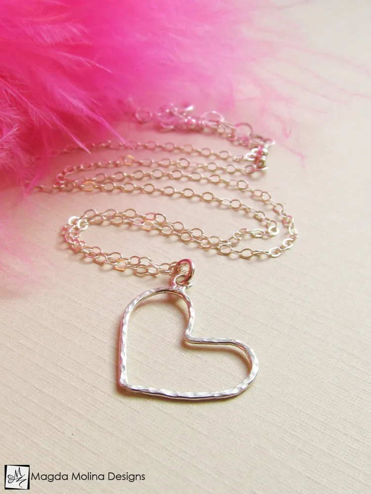WHOLESALE - Mini Goddess (children) Delicate Hammered Silver Heart Necklace