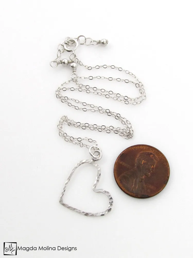 WHOLESALE - Mini Goddess (children) Delicate Hammered Silver Heart Necklace