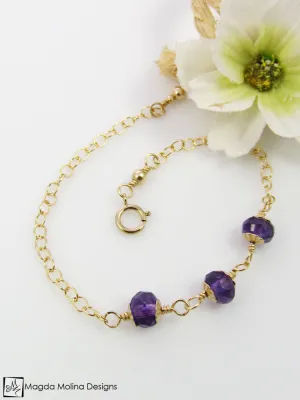 WHOLESALE - Mini Goddess (children) Triple Amethyst Bracelet