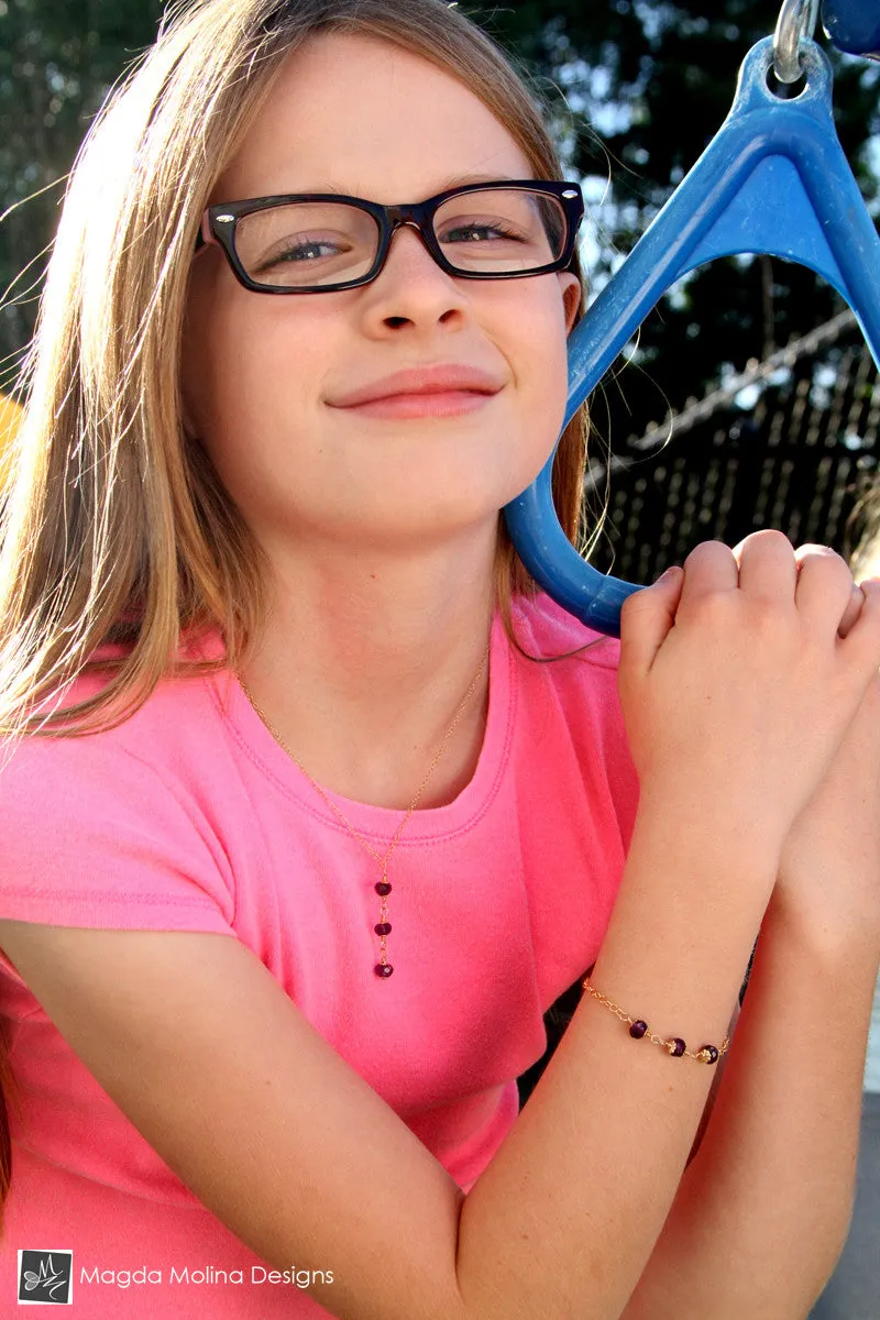 WHOLESALE - Mini Goddess (children) Triple Amethyst Bracelet
