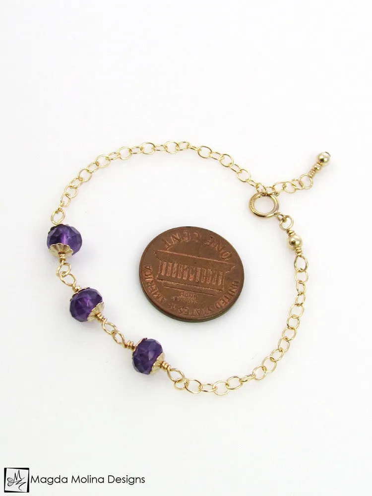 WHOLESALE - Mini Goddess (children) Triple Amethyst Bracelet