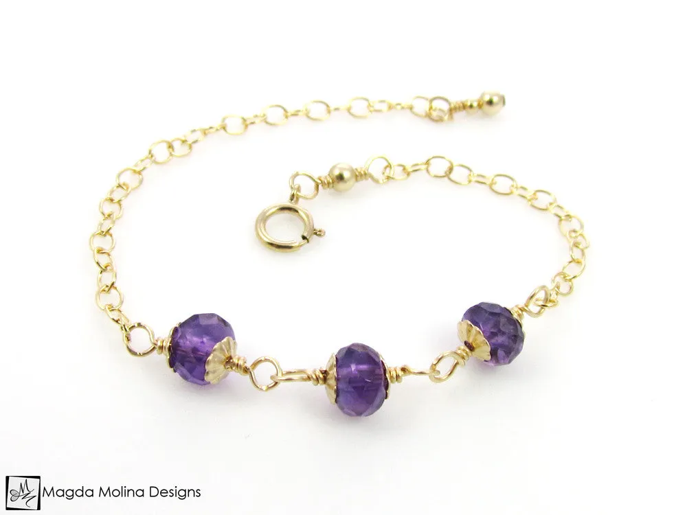 WHOLESALE - Mini Goddess (children) Triple Amethyst Bracelet