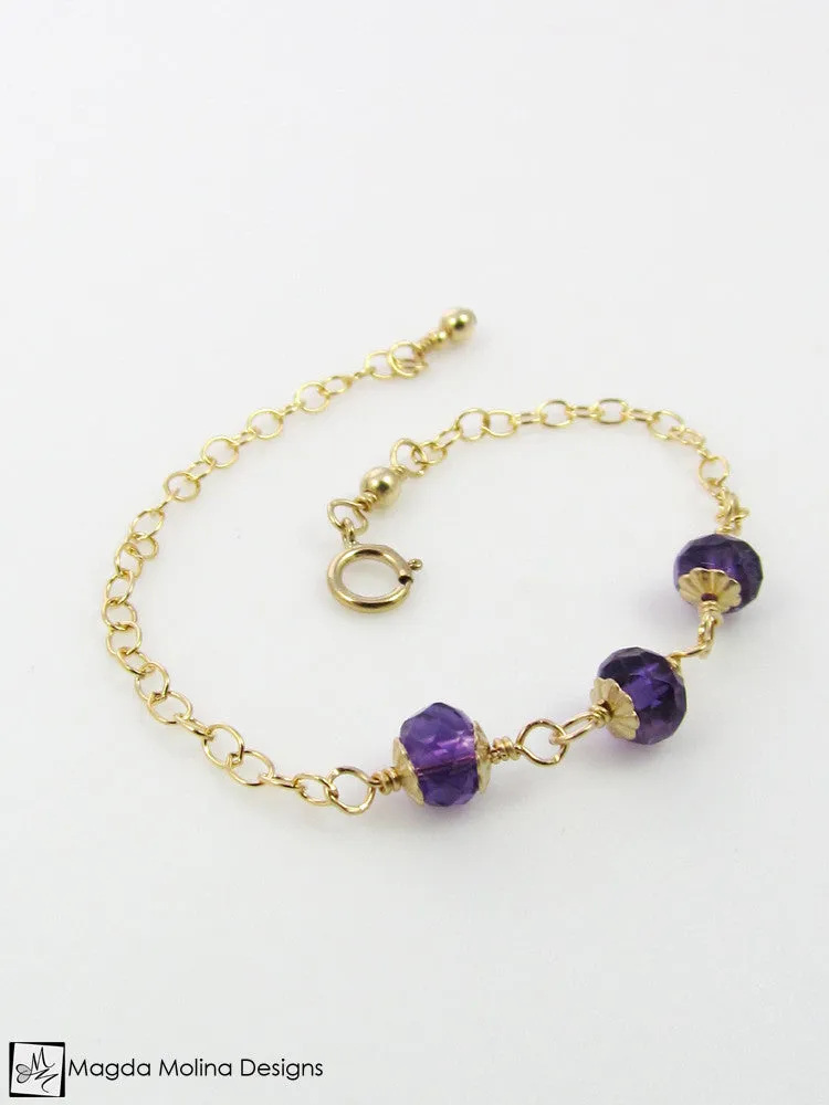 WHOLESALE - Mini Goddess (children) Triple Amethyst Bracelet