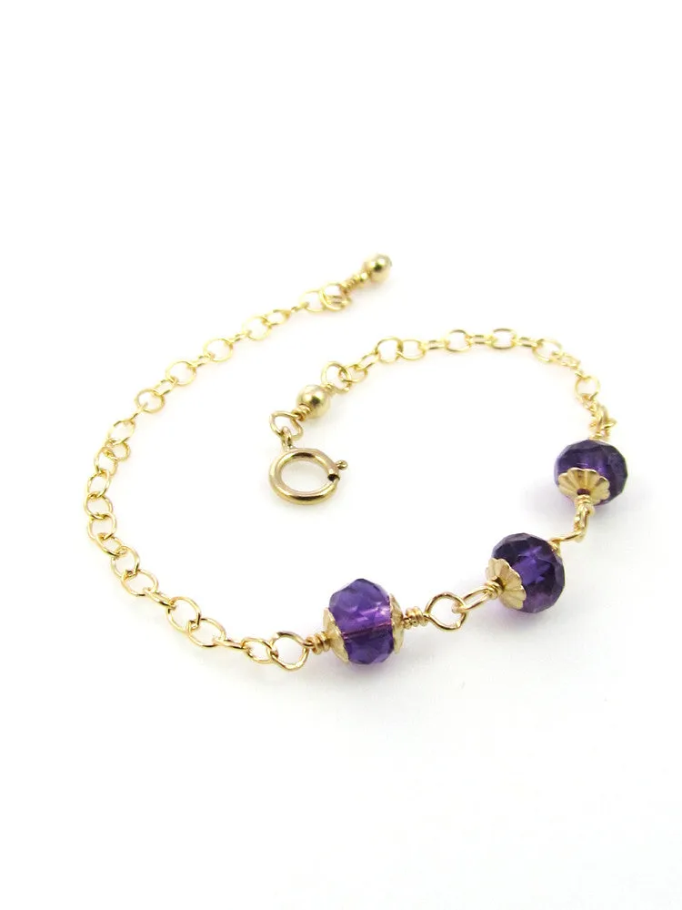 WHOLESALE - Mini Goddess (children) Triple Amethyst Bracelet
