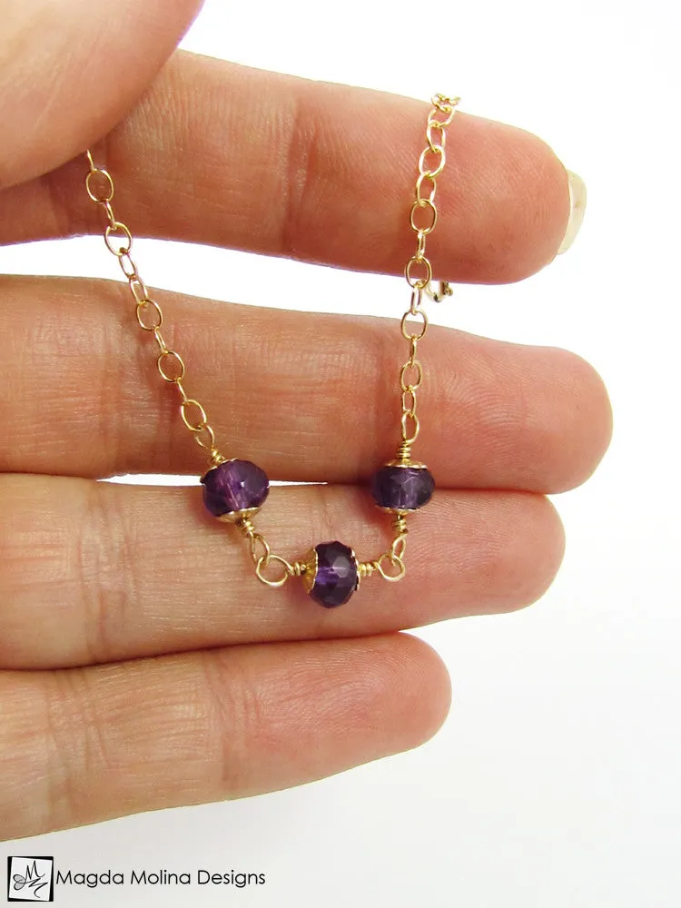 WHOLESALE - Mini Goddess (children) Triple Amethyst Bracelet