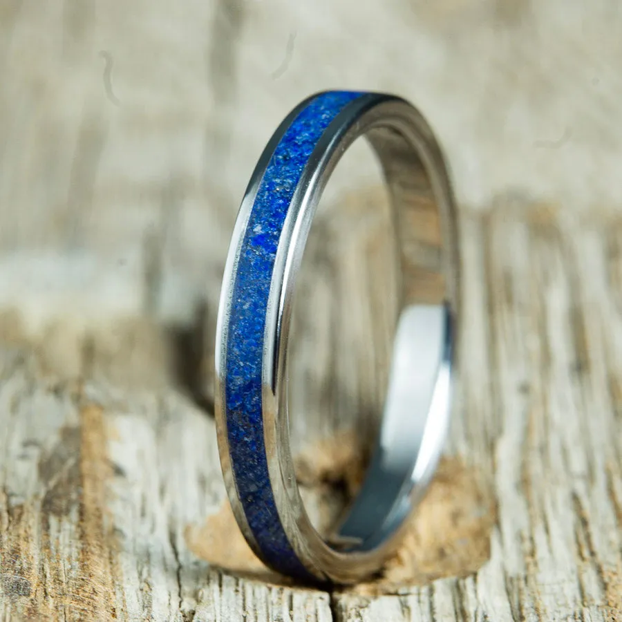Womens lapis stone inlay wedding ring